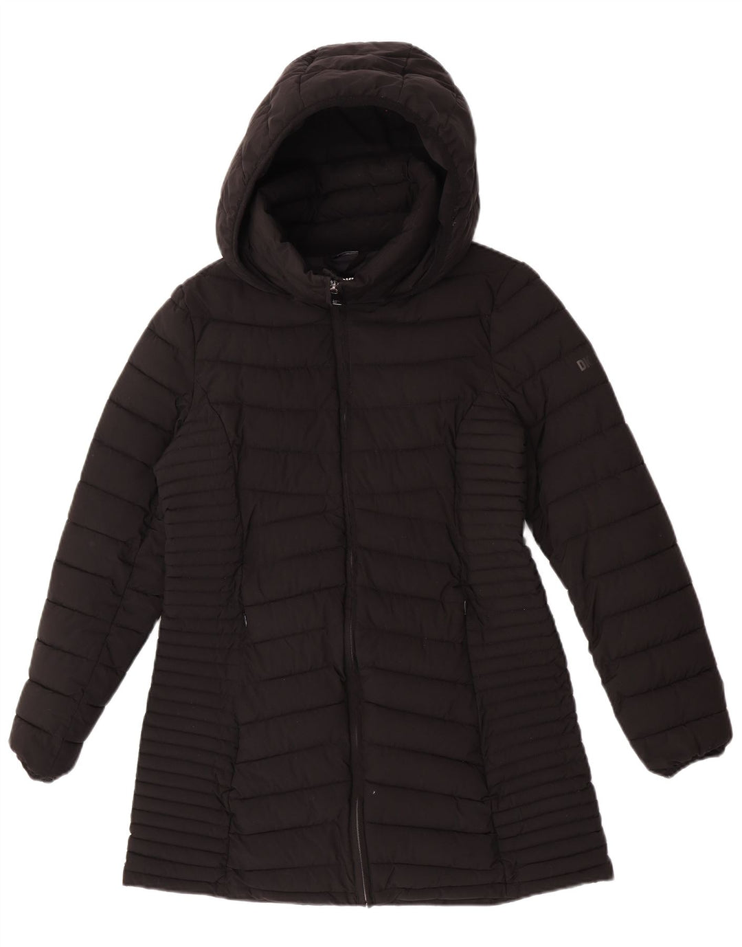 Dkny Abrigo acolchado con capucha para mujer UK 40 Mediano Poliéster negro