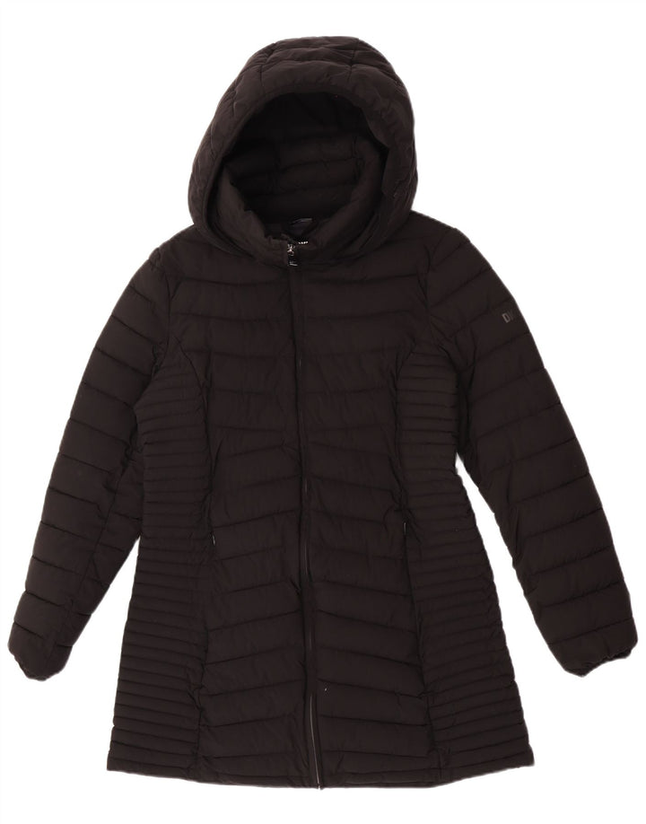 Dkny Abrigo acolchado con capucha para mujer UK 40 Mediano Poliéster negro