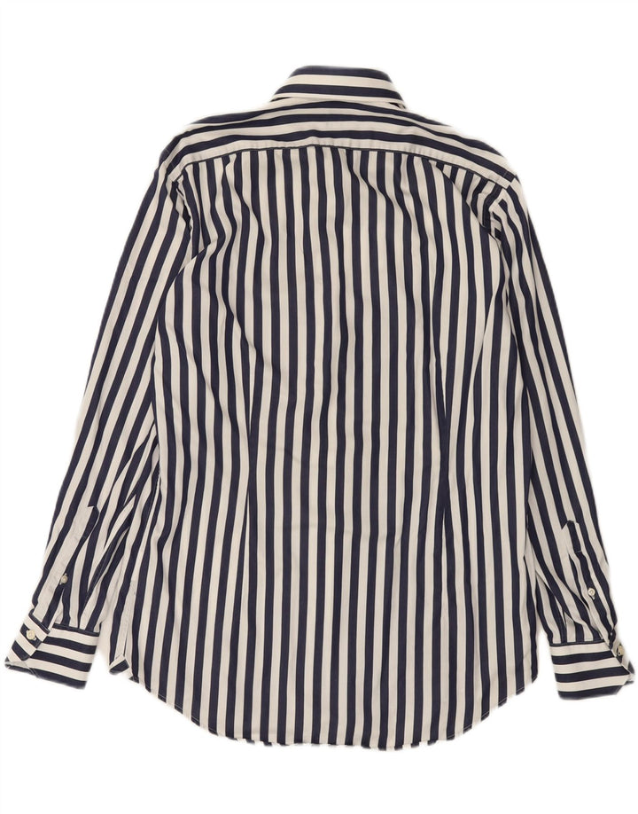 SPADA Mens Shirt Size 16 41 Large Navy Blue Striped Cotton