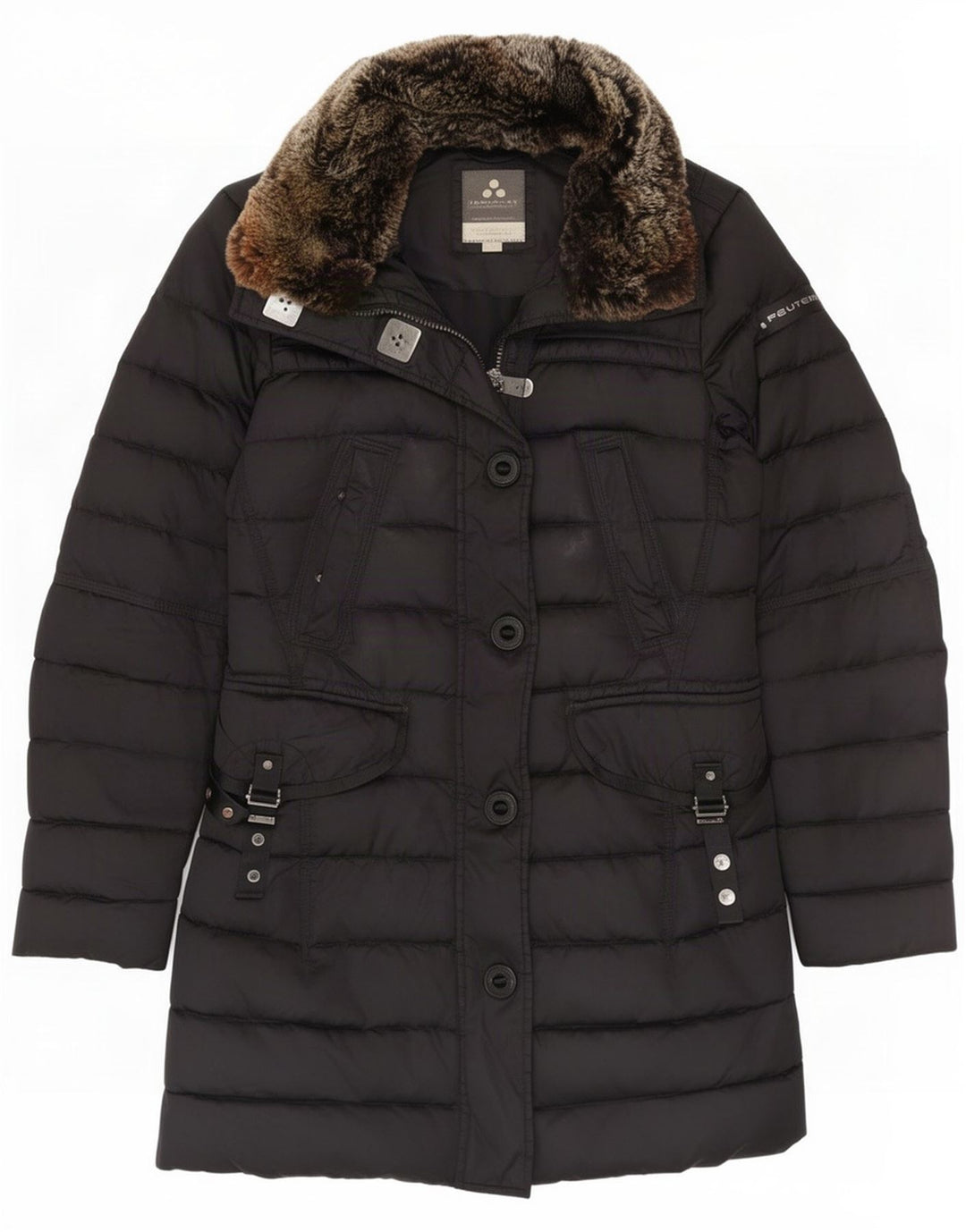 PEUTEREY Abrigo acolchado con capucha para hombre IT 42 Medium Black