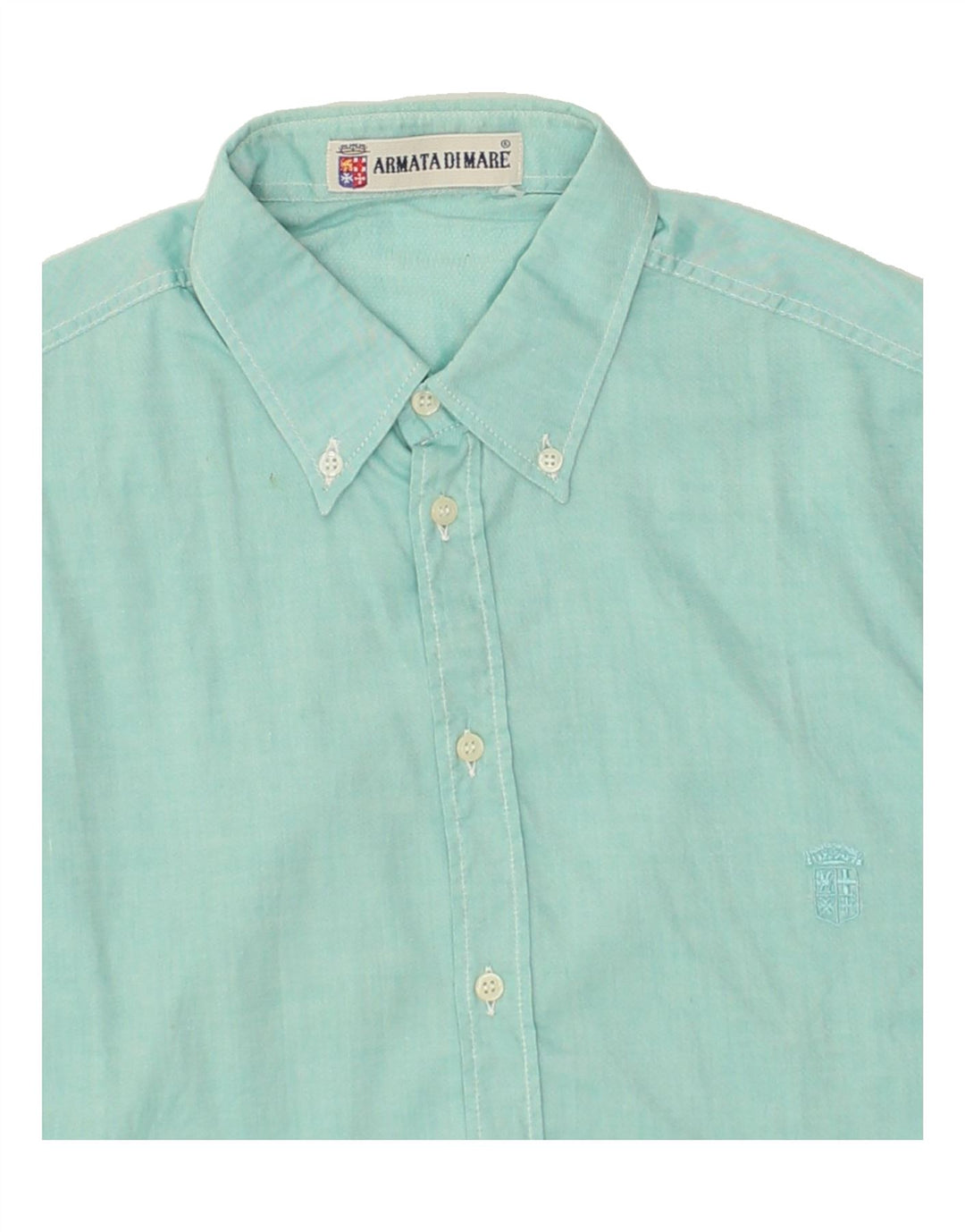ARMATA DI MARE Mens Short Sleeve Shirt Large Turquoise | Vintage Armata Di Mare | Thrift | Second-Hand Armata Di Mare | Used Clothing | Messina Hembry 