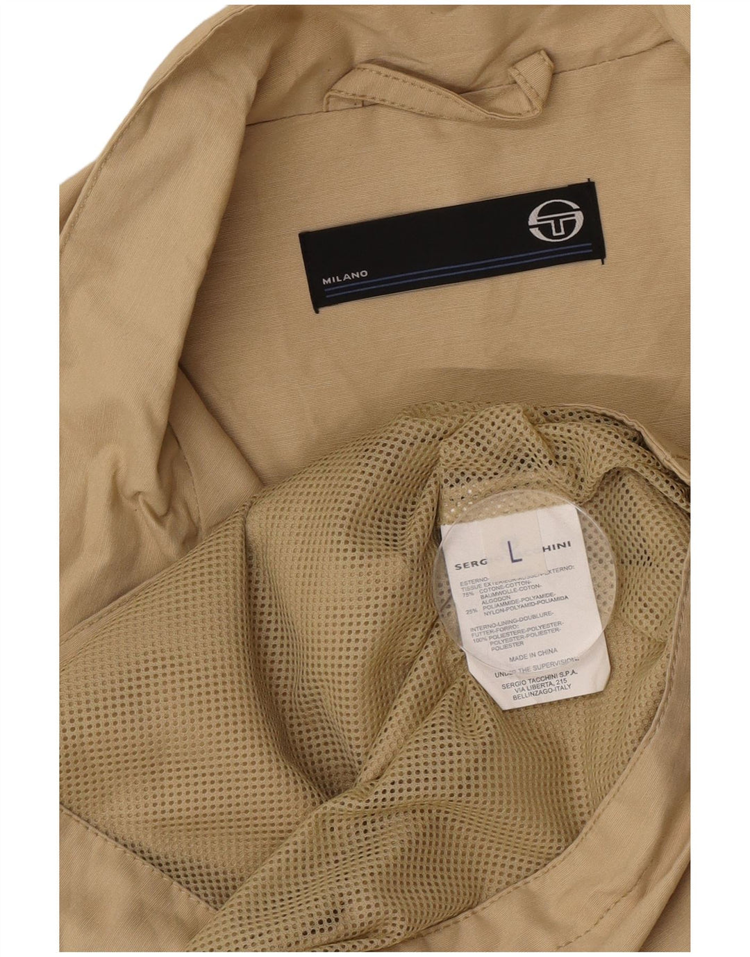 Sergio Tacchini Hombre Chándal Top Chaqueta Grande Caqui Algodón