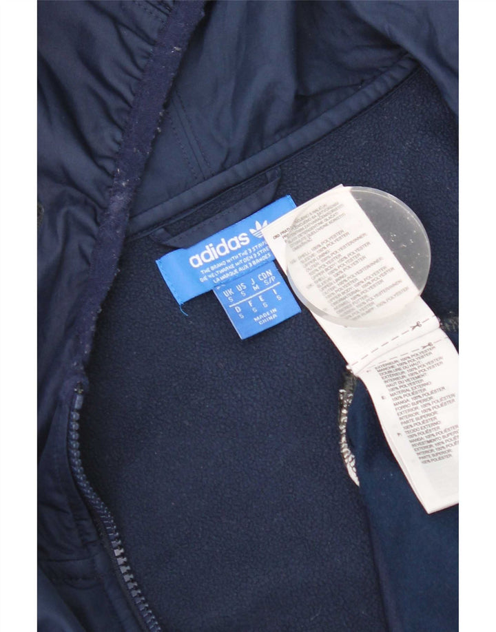 Adidas Hombre Zip Sudadera Con Capucha Suéter Pequeño Azul Marino Colorblock Poliéster