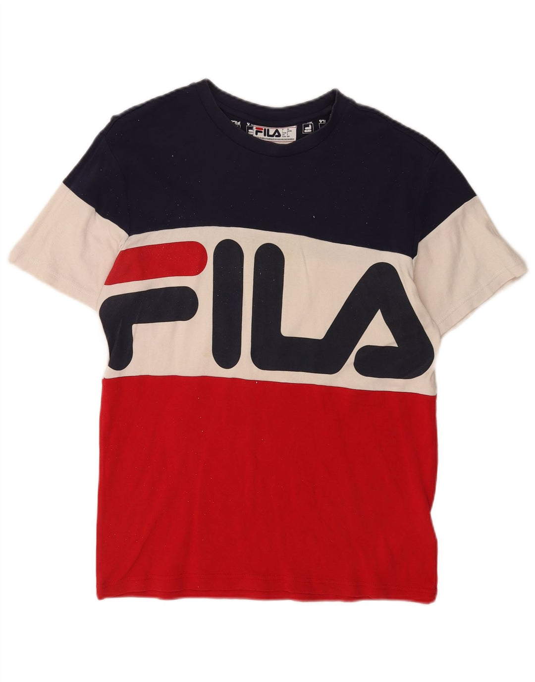 Fila Camiseta gráfica para hombre Top pequeño de algodón con bloques de color multicolor