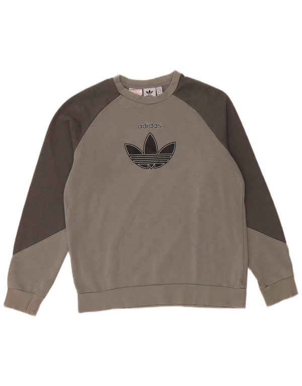 ADIDAS Sudadera estampada para niños 13-14 años Algodón gris con bloques de color