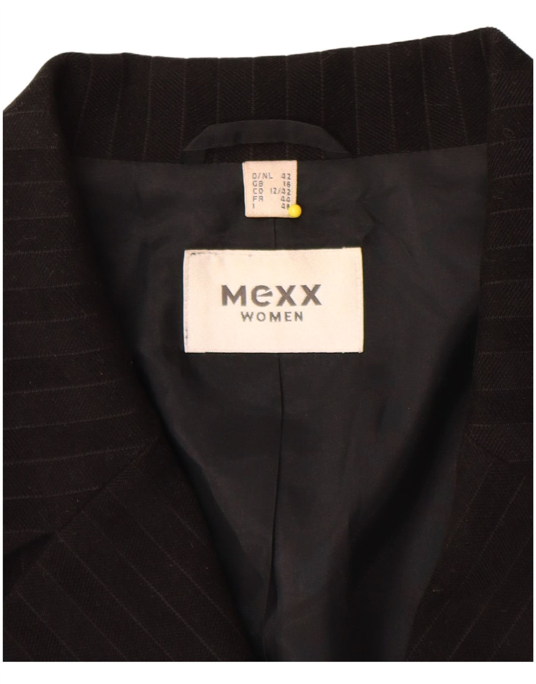 Mexx Abrigo para mujer UK 40 Grande Poliéster a rayas negras