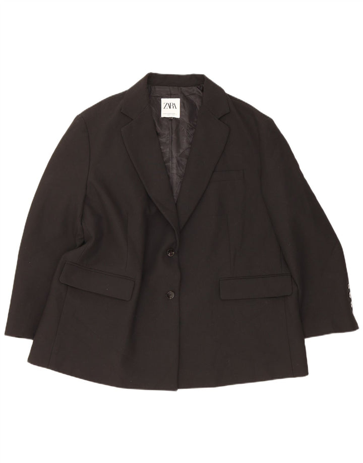 Zara Chaqueta tipo blazer extragrande con 2 botones para mujer UK 6 XS Poliéster negro