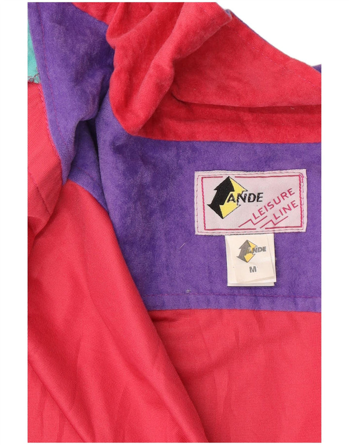 Vintage hombres sin mangas chándal top chaqueta medio rojo colorblock