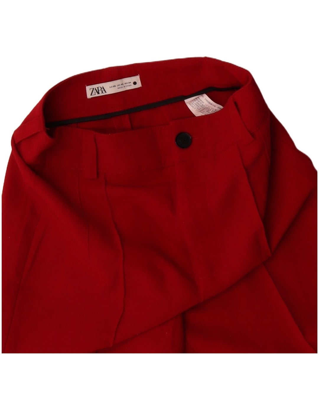 ZARA Mujer Pantalón Casual Recto XS W25 L32 Rojo Poliéster