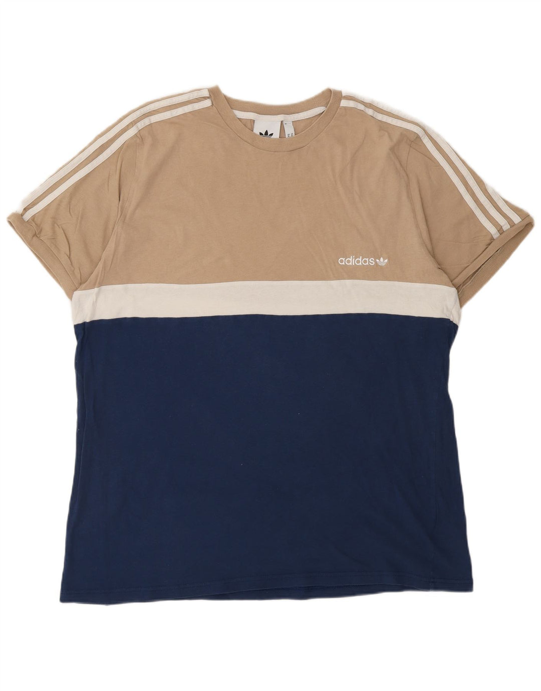 ADIDAS Camiseta Hombre Top XL Azul Marino Colorblock Algodón