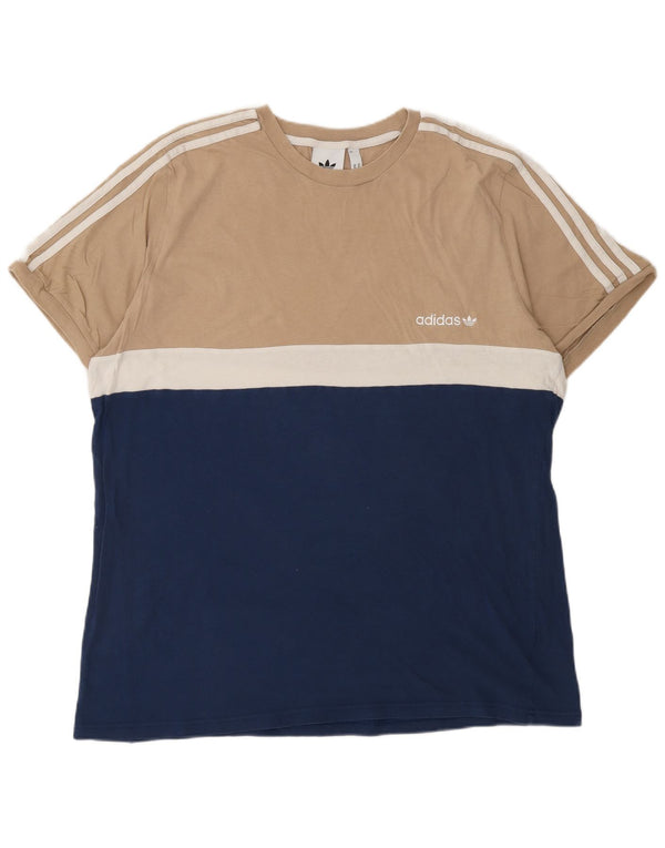ADIDAS Camiseta Hombre Top XL Azul Marino Colorblock Algodón