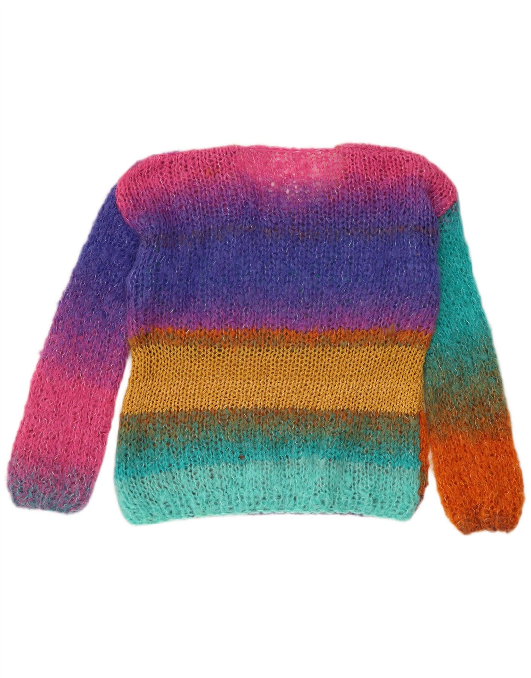 Vintage mujer cuello redondo jersey suéter Reino Unido 14 medio multicolor rayas