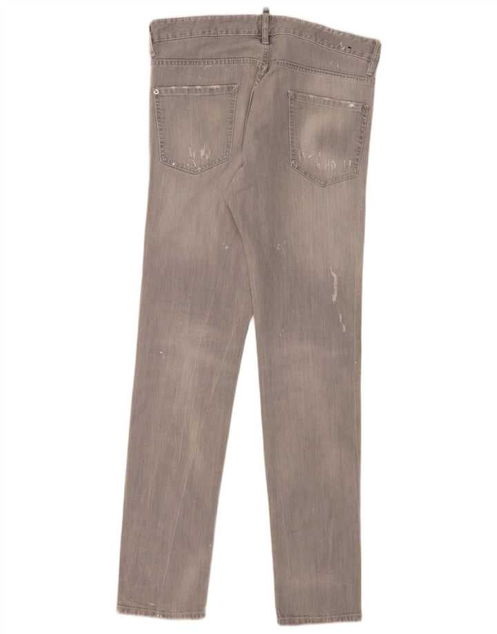 Dsquared2 Vaqueros ajustados desgastados para mujer IT 50 XL W36 L35 Algodón gris