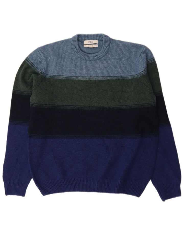 Marks & Spencer - Jersey de cuello redondo para hombre, talla grande, multicolor, a rayas
