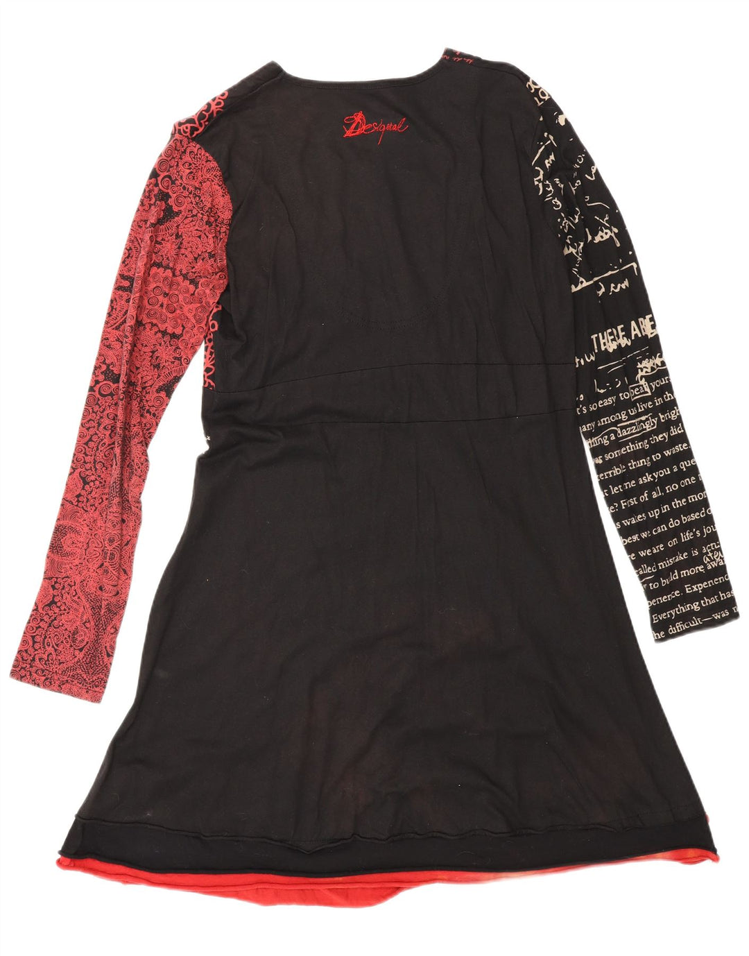 DESIGUAL Vestido acampanado de manga larga con estampado gráfico para mujer UK 40 XL Black Paisley