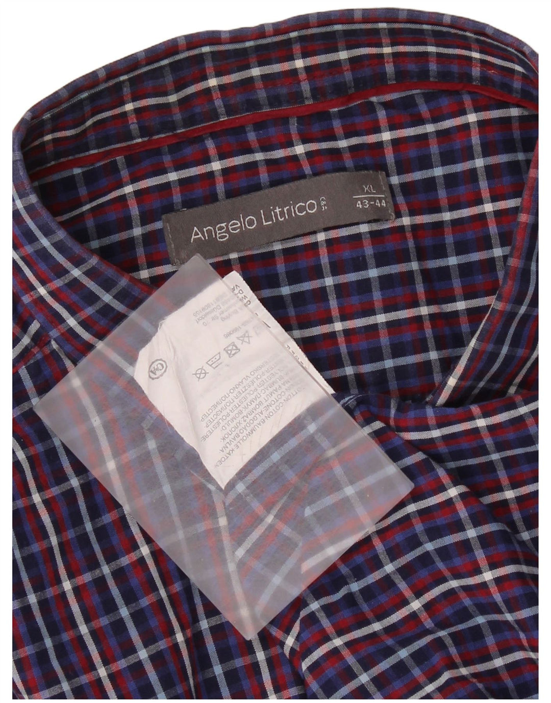 Angelo Litrico Camisa Hombre XL Azul Cuadros Algodón