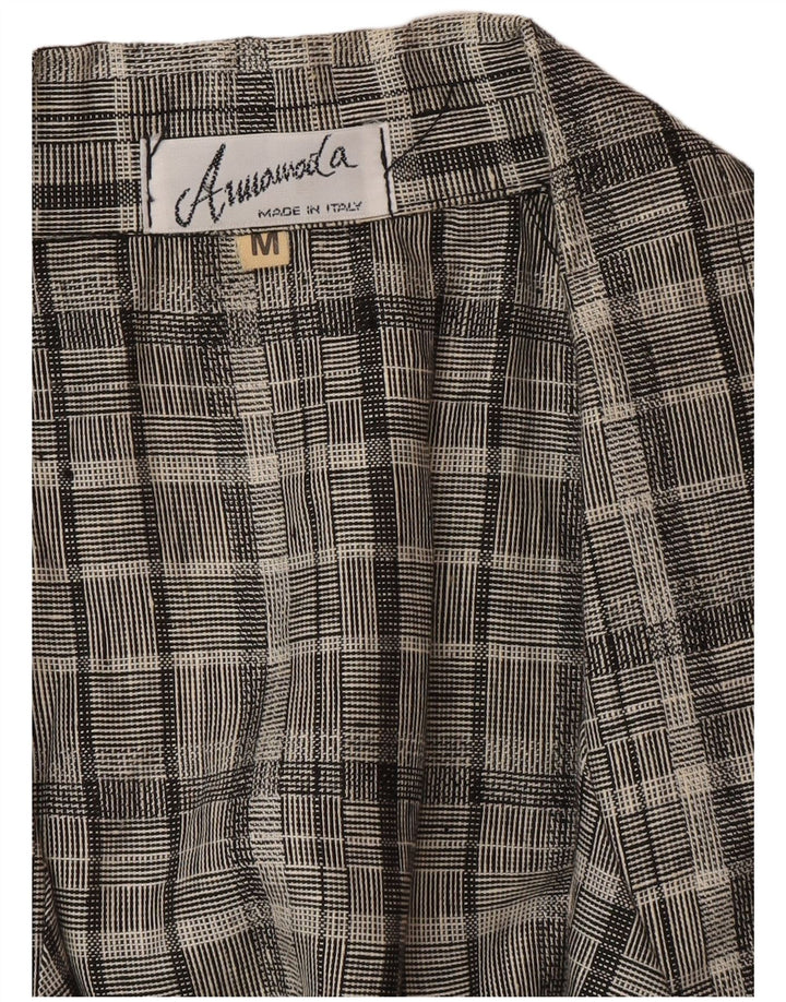 Vintage mujer Longline 1 botón Blazer chaqueta Reino Unido 14 cheque gris medio