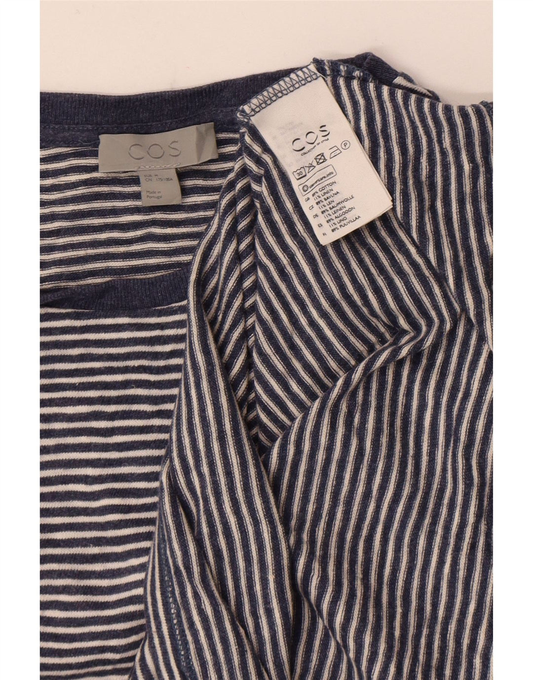 Cos Camiseta para hombre Top Algodón a rayas azul medio