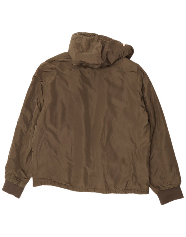 Zara Mens Cazadora Bomber Con Capucha UK 44 2XL Caqui Poliéster