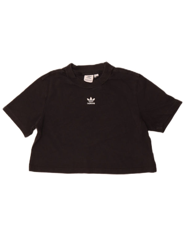 Adidas - Camiseta corta para mujer, talla 40, talla mediana, algodón negro