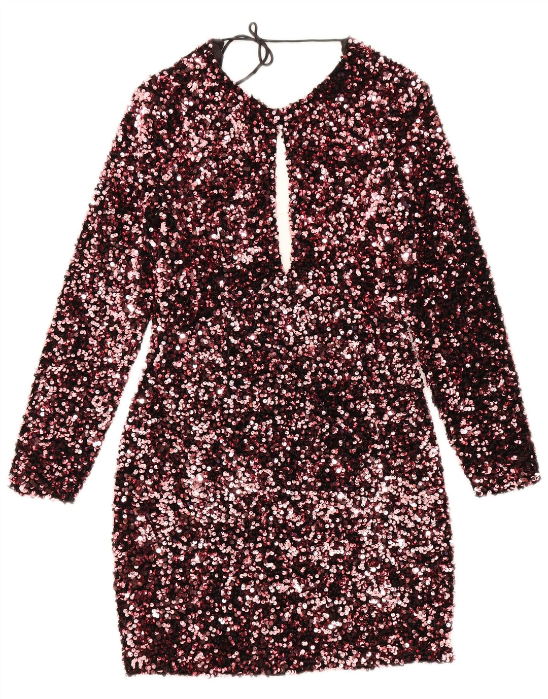 Zara Vestido tubo de manga larga para mujer UK 8 Small Poliéster rosa