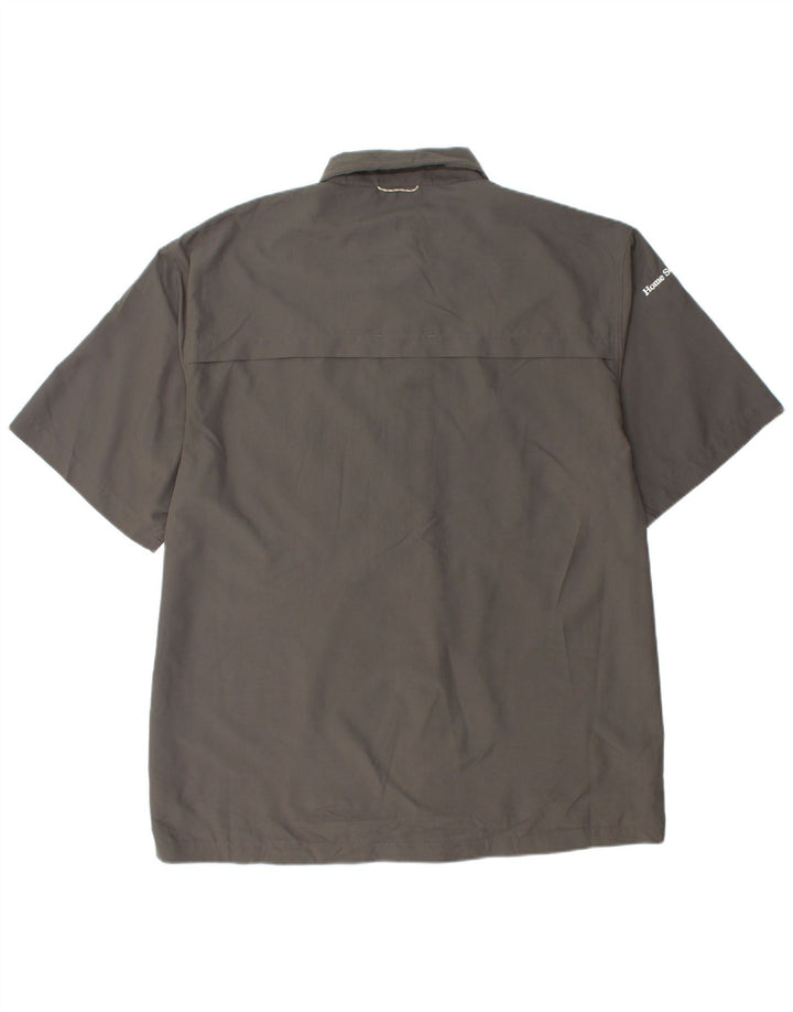 EDDIE BAUER Mens Short Sleeve Shirt XL Grey Polyester