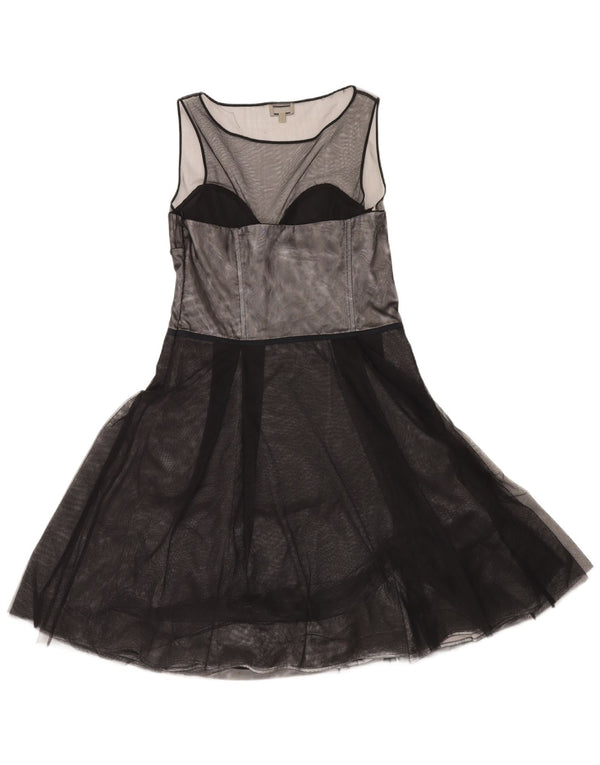 Karen Millen Vestido acampanado sin mangas para mujer UK 44 Poliéster negro mediano