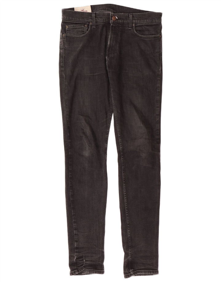 HOLLISTER Vaqueros pitillo para hombre W32 L34 Algodón negro