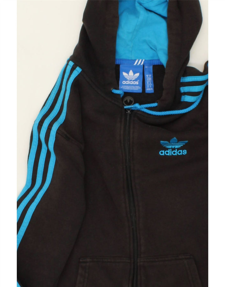 ADIDAS Suéter con capucha y cremallera para hombre Algodón negro mediano