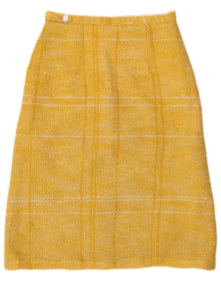 Vintage mujer A-Line falda W26 pequeño cuadros amarillos