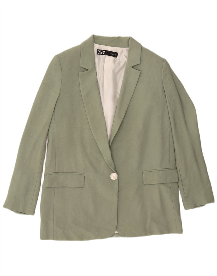 Zara Mujer Chaqueta Blazer De 1 Botón UK 10 Small Verde