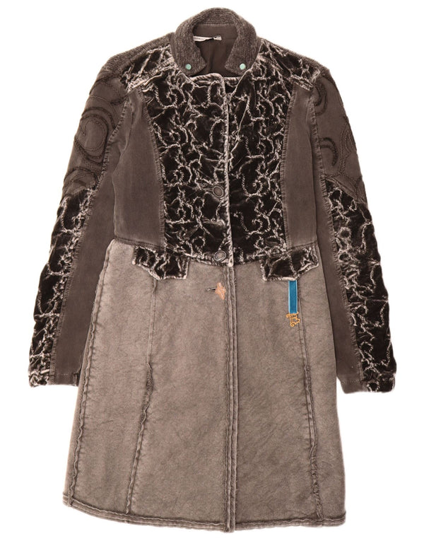 Elisa Cavaletti Womens Overcoat UK 10 Small Grey Paisley
