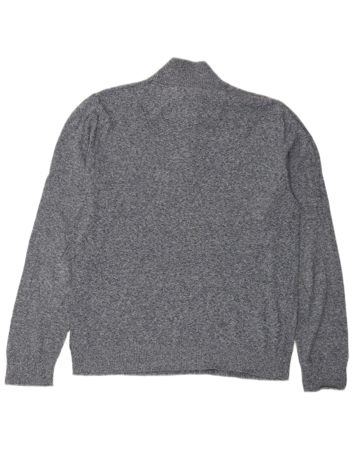 Jersey de hombre con cuello y cremallera de algodón moteado en azul medio de Fat Face Clásico