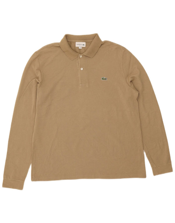 Lacoste Polo de manga larga para hombre, ajuste clásico, talla 5, color beige