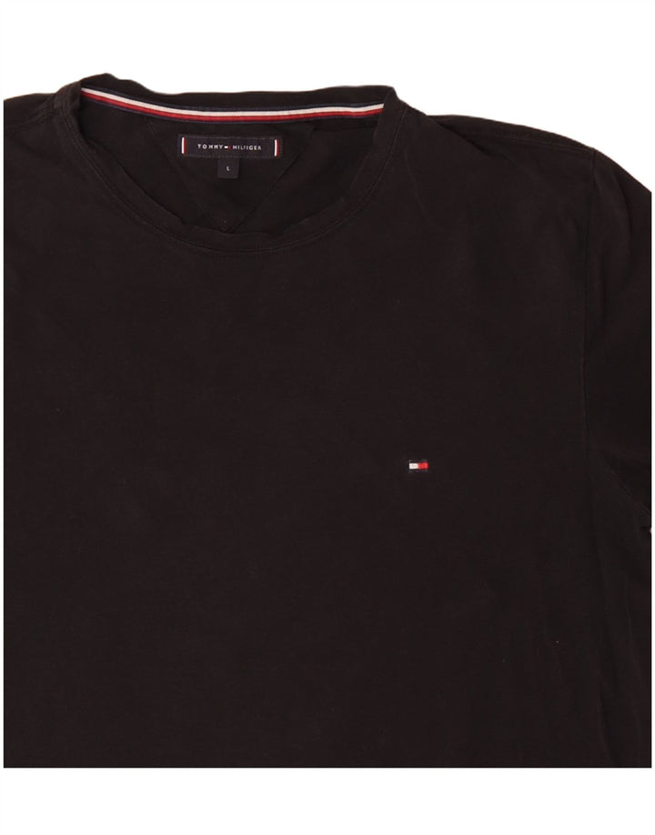 Tommy Hilfiger - Camiseta para hombre, talla grande, algodón negro