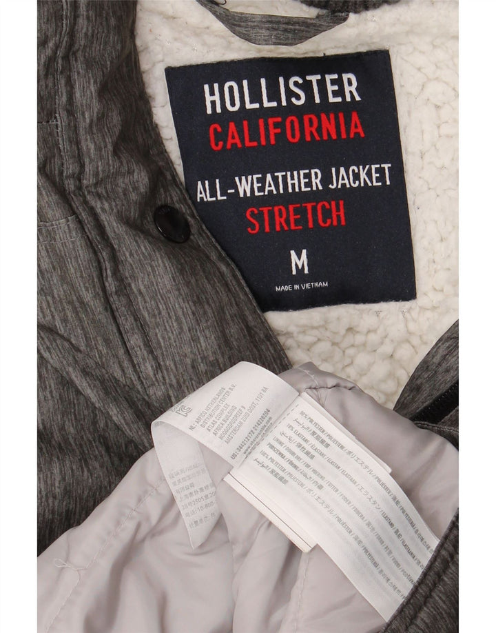 HOLLISTER Parka con capucha para mujer UK 40 Poliéster moteado gris medio