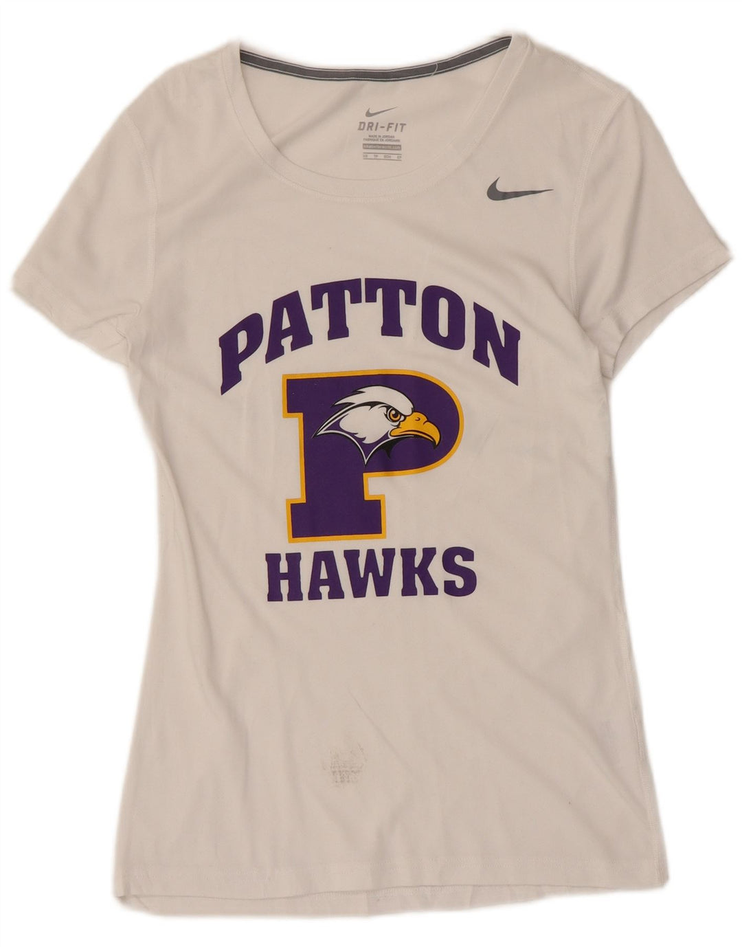 Nike Patton Hawks Graphic Camiseta para mujer UK 6 XS Blanco Poliéster