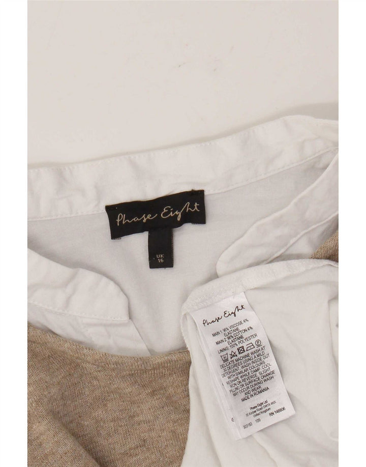 Phase Eight Top tipo túnica para mujer UK 46 Large Marrón Colorblock Viscosa