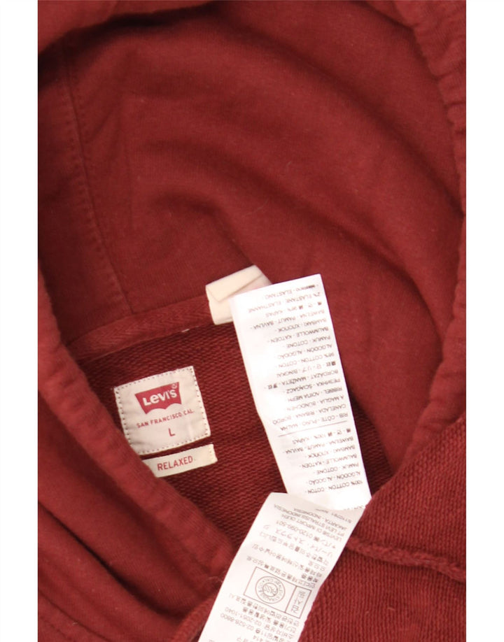 Levi's Jersey con capucha gráfica para hombre, tamaño grande, algodón granate