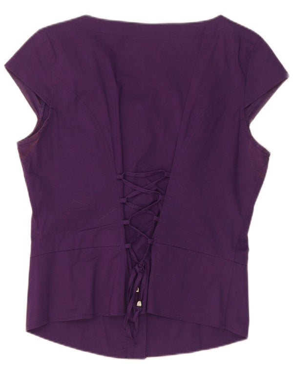 Ashley Brooke Blusa para mujer Reino Unido 10 Pequeño Algodón Púrpura