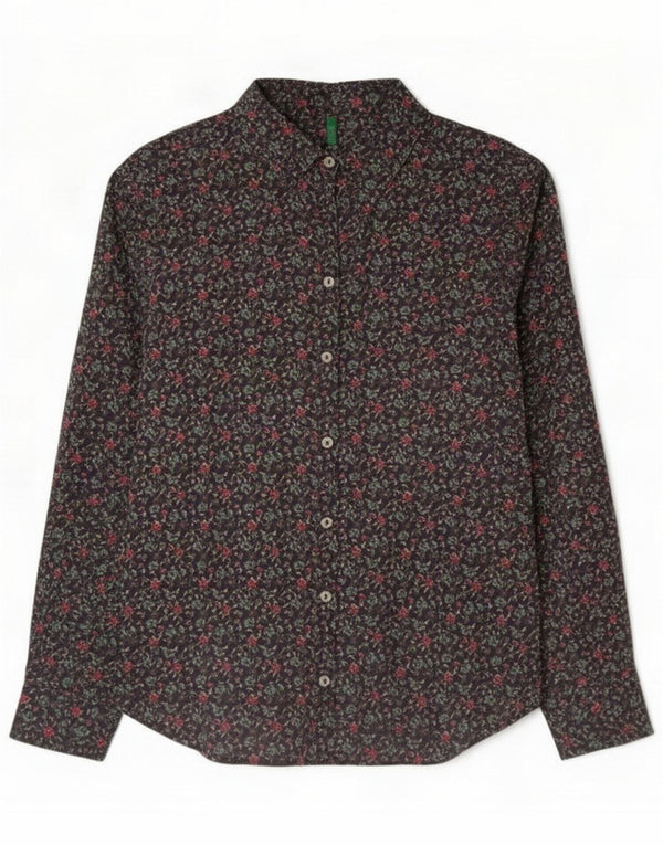 Camisa Benetton para mujer ES 42 Medium Azul Marino Floral