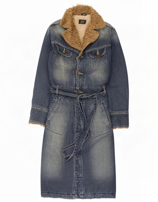 Lee Abrigo vaquero Sherpa para mujer UK 44 Azul medio Poliéster con bloques de color