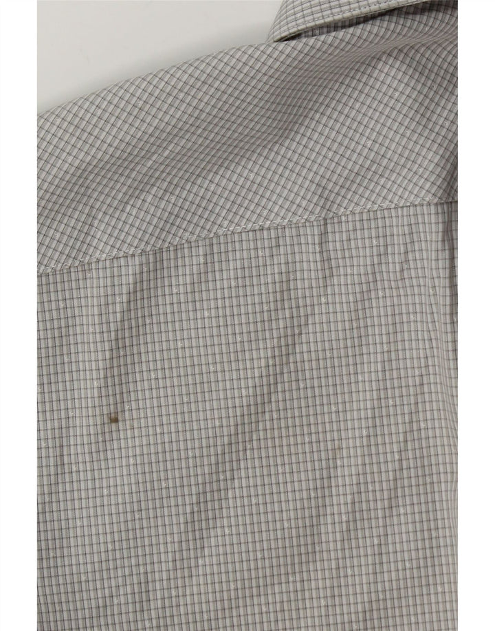 Calvin Klein Camisa Slim Fit para hombre Talla 39 15 1/2 Algodón a cuadros gris medio