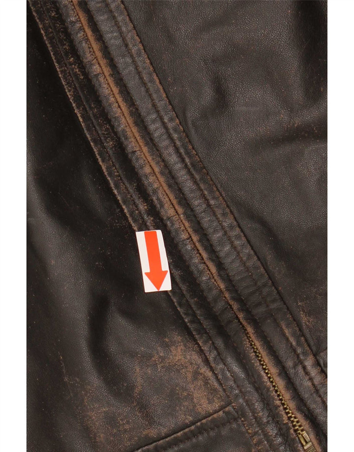 Chaqueta de cuero vintage para hombre UK 36 Small Brown