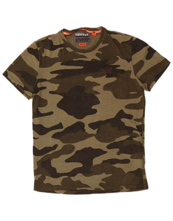 Superdry Camiseta para hombre Top Medium Khaki Camuflaje Algodón
