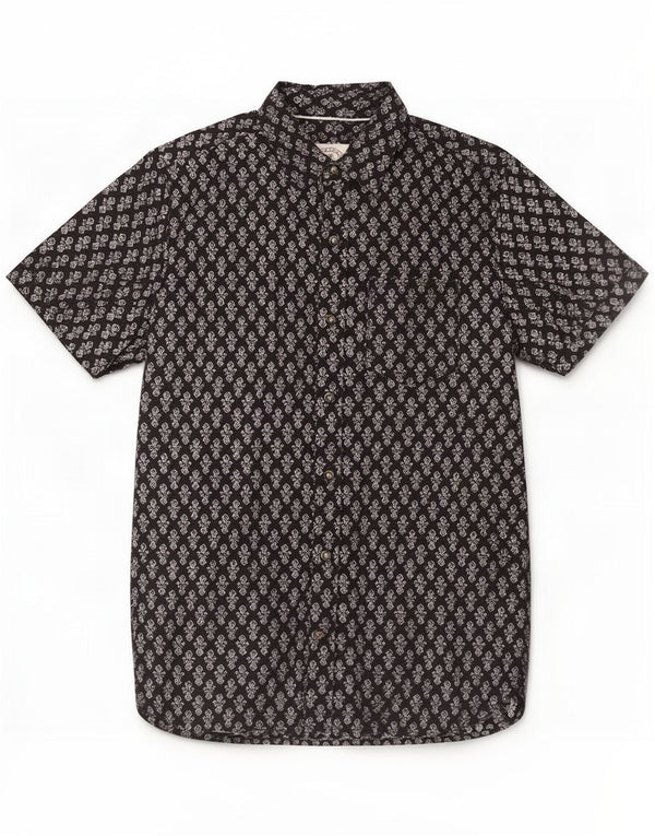 Camisa de manga corta para hombre Fat Face XS Algodón geométrico negro