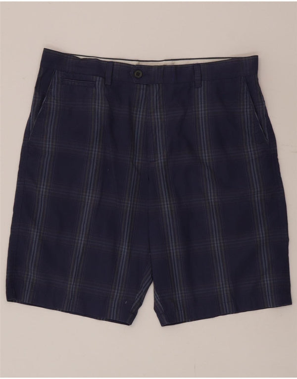 Marks & Spencer Pantalones cortos chinos para hombre W36 Algodón a cuadros azules grandes
