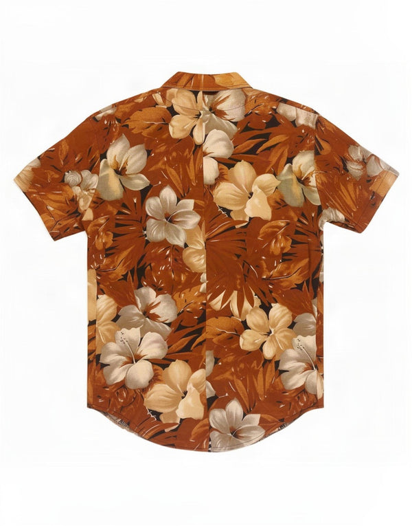 Vintage mujer camisa de manga corta blusa Reino Unido 18 XL marrón floral