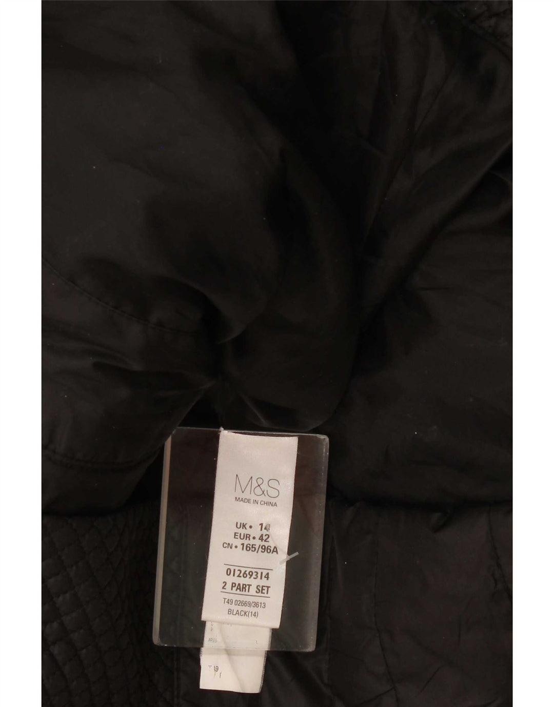 Marks & Spencer Chaqueta acolchada con capucha para mujer UK 44 Grande Poliéster negro