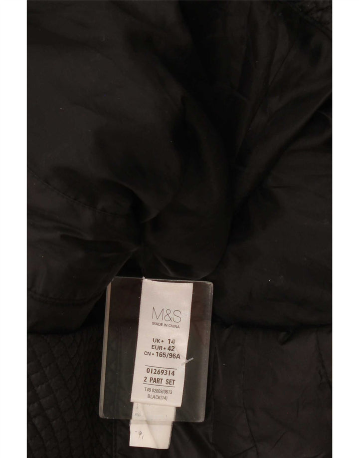 Marks & Spencer Chaqueta acolchada con capucha para mujer UK 44 Grande Poliéster negro